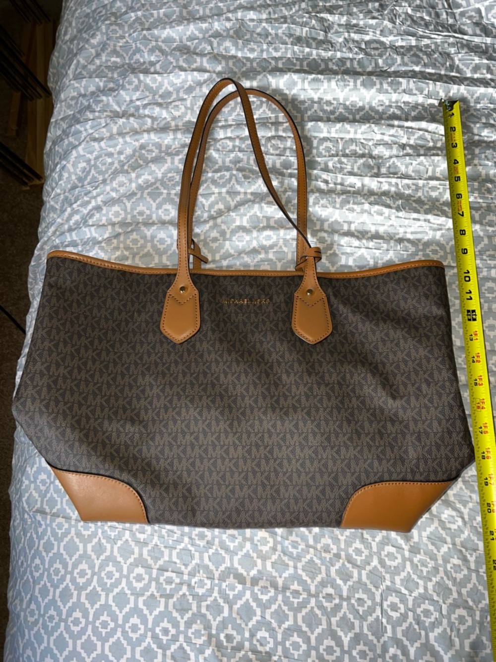Michael Kors Brown & Tan MK Logo Canvas Tote
